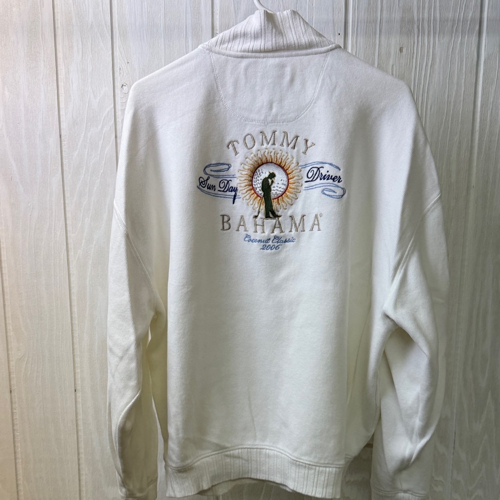 Men's White Half-Zip Tommy Bahama Sweater XL